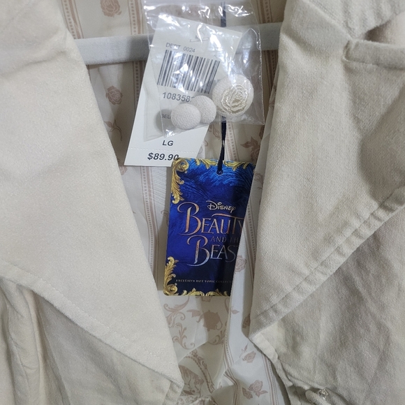 Cream Long Coat with Embroidered Details - Picture 3 of 16